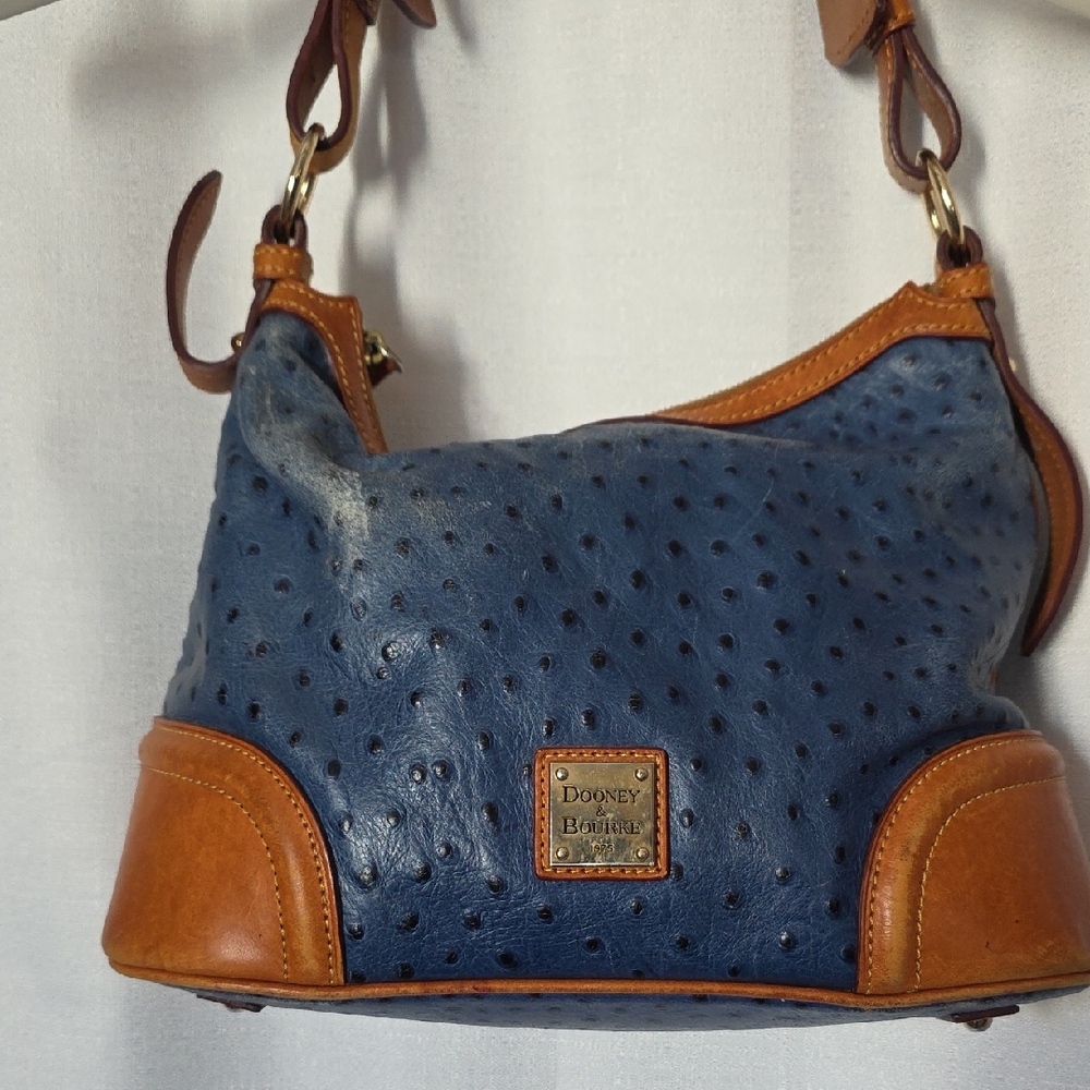 Vintage Dooney & Bourke Navy and Tan Shoulder Bag